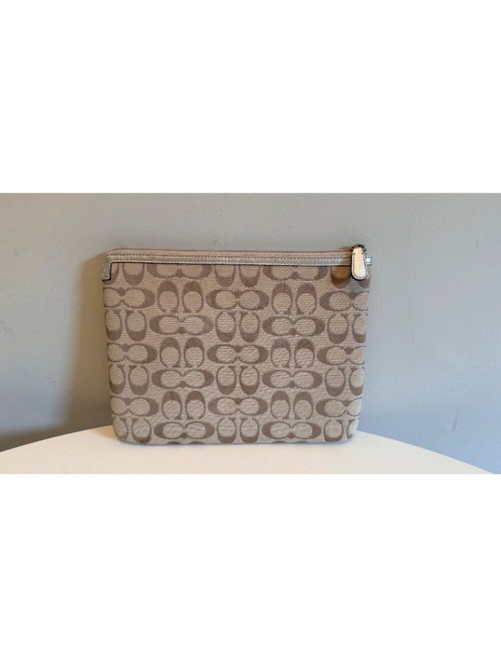 Coach Signature C iPad / Tablet Zippered Padded Carrying Case In Beige / Gold